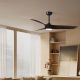 Lustre cu ventilator - Lustra LED cu Ventilator si telecomanda FARGO D-132cm negru/ nuc