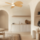 Lustre cu ventilator - Lustra cu Ventilator si telecomanda cu palete din bambus 132cm