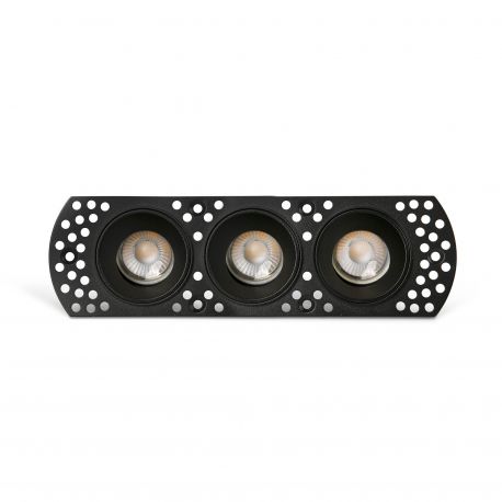 Spoturi tavan fals - Corp incastrabil cu 3 Spoturi directionabile trimless FLIC 3L negru MR11 GU10