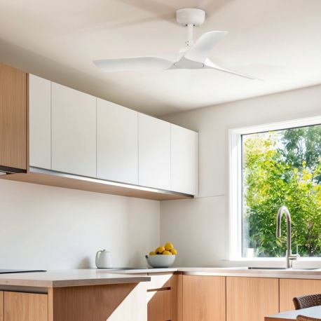 Lustre cu ventilator - Ventilator tavan smart sistem TUYA si telecomanda HEY S alb
