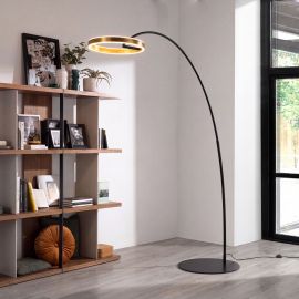 Lampadare - Lampa de podea arcuita design modern LUX Gold and Black steel