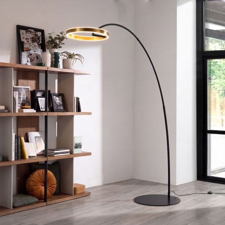 Lampadare - Lampa de podea arcuita design modern LUX Gold and Black steel