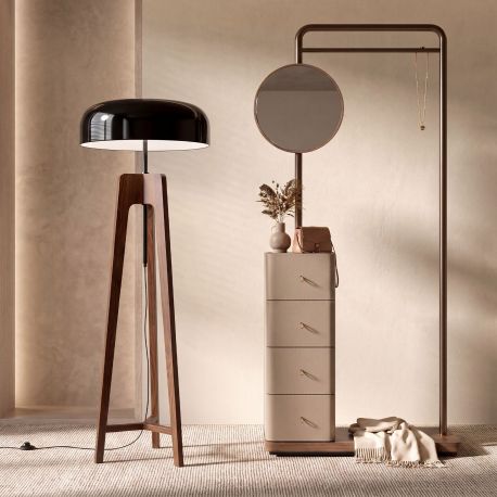 Lampadare - Lampa de podea cu trepied din lemn design modern LUX Walnut