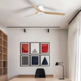 Lustre cu ventilator - Ventilator tavan smart sistem TUYA si telecomanda PUNT TUB M alb/artar