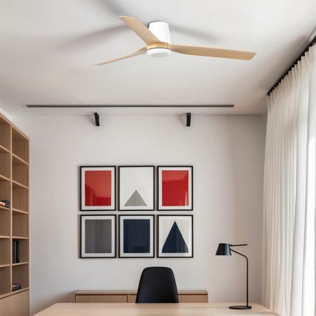 Lustre cu ventilator - Ventilator tavan smart sistem TUYA si telecomanda PUNT TUB M alb/artar