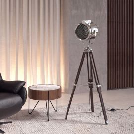 Lampa de podea cu trepied design industrial Chrome steel