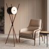 Lampa de podea din lemn si piele sintetica design LUX Black