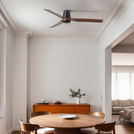 Lustre cu ventilator - Ventilator tavan cu telecomanda PUNT TUB M negru/nuc