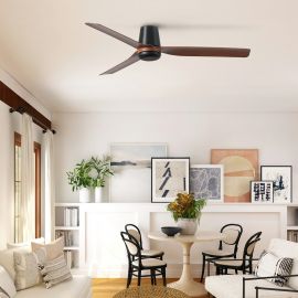 Lustre cu ventilator - Ventilator tavan smart sistem TUYA si telecomanda PUNT TUB M negru/nuc