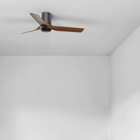 Lustre cu ventilator - Ventilator tavan cu telecomanda PUNT TUB S negru/nuc