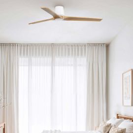 Lustre cu ventilator - Ventilator tavan cu telecomanda HEYWOOD TUB L alb/pin
