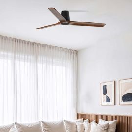 Lustre cu ventilator - Ventilator tavan smart sistem TUYA si telecomanda HEYWOOD TUB L negru/nuc