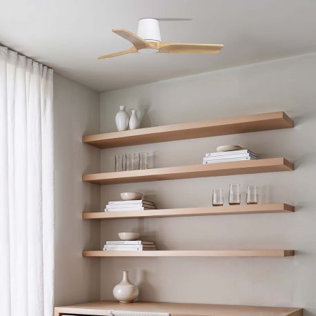 Lustre cu ventilator - Ventilator tavan cu telecomanda HEYWOOD TUB S alb/pin