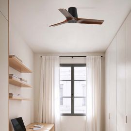 Lustre cu ventilator - Ventilator tavan cu telecomanda HEYWOOD TUB S negru/nuc