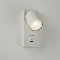 Aplica perete cu 1 spot directionabil Moon USB Switch, alb
