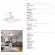 Lustre cu ventilator - Lustra LED cu ventilator si telecomanda LUNA alba
