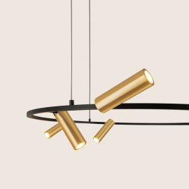 Pendule, Lustre suspendate - Lustra LED suspendata moderna Senta negru/auriu