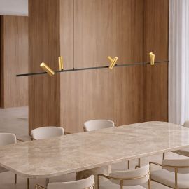 Pendule, Lustre suspendate - Lustra LED suspendata moderna Senta Bar negru/auriu