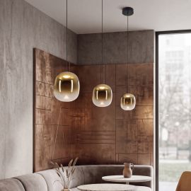 Pendule, Lustre suspendate - Lustra/Pendul LED design decorativ VITRO auriu/negru