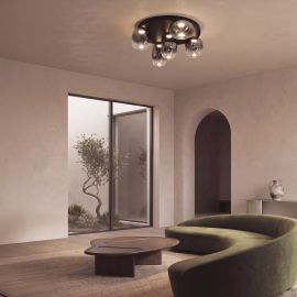 Lustra LED aplicta design decorativ VITRO negru/gri fumuriu
