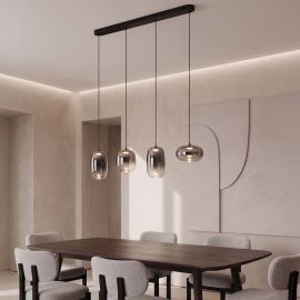 Pendule, Lustre suspendate - Lustra LED design decorativ VITRO negru/gri fumuriu