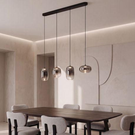 Pendule, Lustre suspendate - Lustra LED design decorativ VITRO negru/gri fumuriu