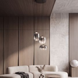 Lustra LED design decorativ VITRO negru/gri fumuriu