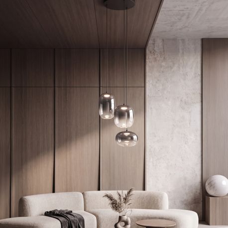 Pendule, Lustre suspendate - Lustra LED design decorativ VITRO negru/gri fumuriu