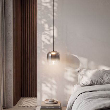 Pendule, Lustre suspendate - Lustra/Pendul LED design decorativ VITRO gri fumuriu/negru