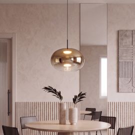 Pendule, Lustre suspendate - Lustra/Pendul LED design decorativ VITRO auriu/negru