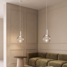 Pendule, Lustre suspendate - Pendul LED design decorativ LIORA gri clar/alb