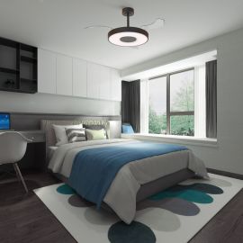 Lustre cu ventilator - Lustra LED cu Ventilator tavan smart sistem TUYA si telecomanda COIN negru
