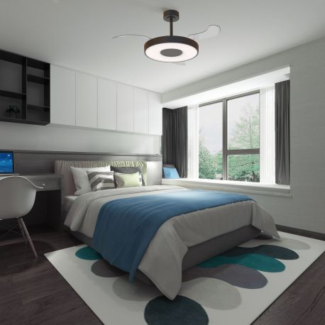 Lustre cu ventilator - Lustra LED cu Ventilator tavan smart sistem TUYA si telecomanda COIN negru