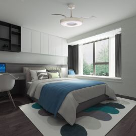 Lustre cu ventilator - Lustra LED cu Ventilator tavan smart sistem TUYA si telecomanda COIN alb