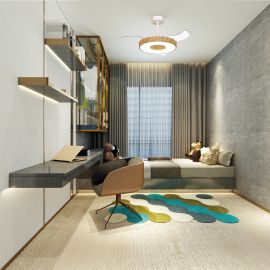 Lustre cu ventilator - Lustra LED cu Ventilator tavan smart sistem TUYA si telecomanda COIN lemn