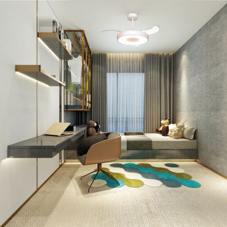 Lustre cu ventilator - Lustra LED cu Ventilator tavan smart sistem TUYA si telecomanda COIN alb