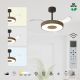 Lustre cu ventilator - Lustra LED cu ventilator si telecomanda COIN S nuc/negru