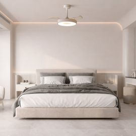 Lustre cu ventilator - Lustra LED cu ventilator si telecomanda COIN S bej