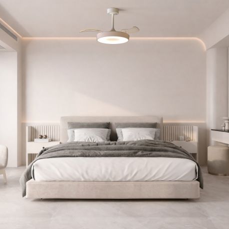 Lustre cu ventilator - Lustra LED cu ventilator si telecomanda COIN S bej
