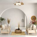 Lustra LED cu ventilator si telecomanda FLOWER alb/lemn