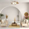 Lustra LED cu ventilator si telecomanda FLOWER alb/lemn