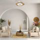 Lustre cu ventilator - Lustra LED cu ventilator si telecomanda FLOWER alb/lemn