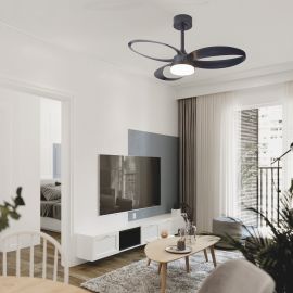 Lustre cu ventilator - Lustra LED cu ventilator si telecomanda INFINITY negru