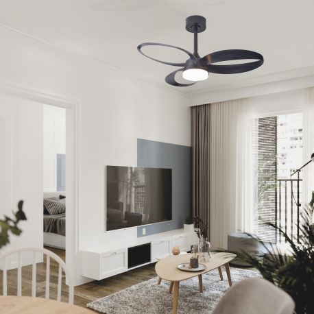 Lustre cu ventilator - Lustra LED cu ventilator si telecomanda INFINITY negru