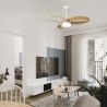 Lustra LED cu ventilator si telecomanda INFINITY alb/lemn