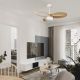 Lustre cu ventilator - Lustra LED cu ventilator si telecomanda INFINITY alb/lemn