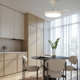 Lustre cu ventilator - Lustra LED cu ventilator si telecomanda LUNA S alba