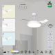 Lustre cu ventilator - Lustra LED cu ventilator si telecomanda LUNA S alba