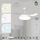 Lustre cu ventilator - Lustra LED cu ventilator si telecomanda LUNA M alba
