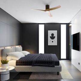 Lustre cu ventilator - Lustra LED cu ventilator si telecomanda NEMO L negru/lemn